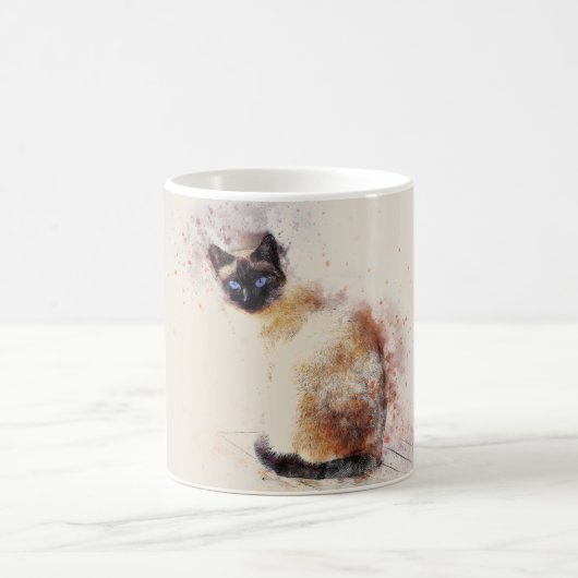Modisches Aquarell-siamesische Katze Kaffeetasse (Mittel)