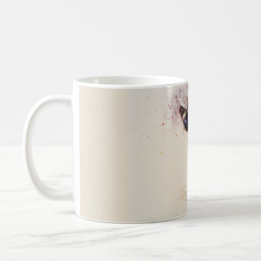 Modisches Aquarell-siamesische Katze Kaffeetasse (Links)