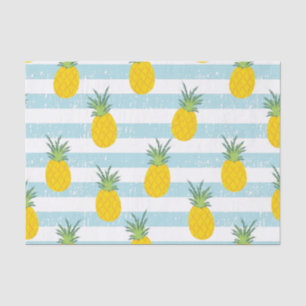 Modisches blaues Weiß Stripes Ananas-Muster Seidenpapier