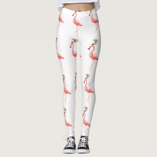 Modisches Flamingoweihnachtsren Leggings (Vorderseite)