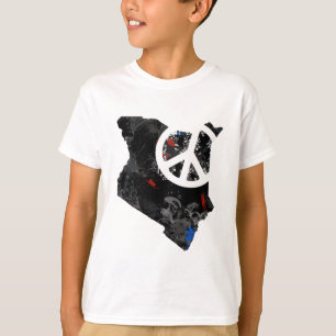 Modisches Friedenszeichen Kenias mit Kenyankarte T-Shirt