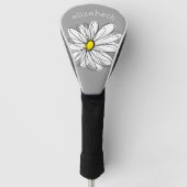 Modisches Gänseblümchen mit Grau und Gelb Golf Headcover (Vorderseite)
