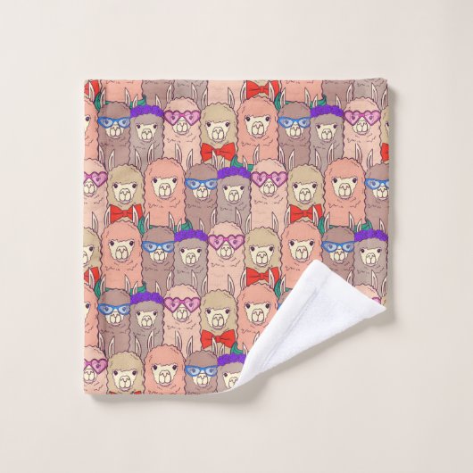 Modisches gekleidetes Lama-Muster Badhandtuch Set (Waschlappen)