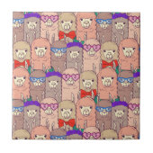 Modisches gekleidetes Lama-Muster Fliese (Vorderseite)