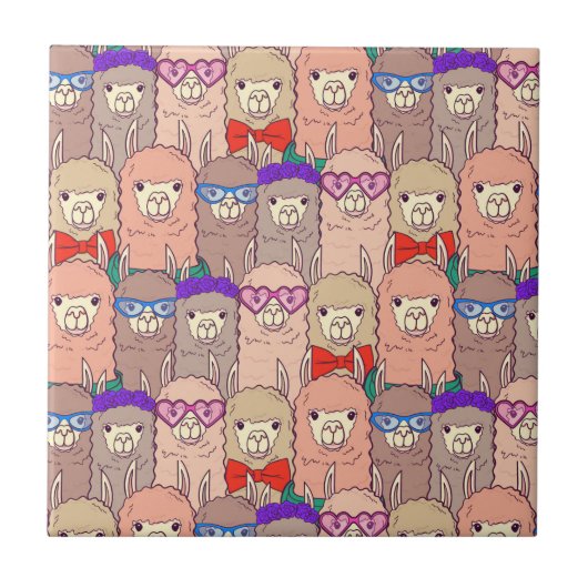 Modisches gekleidetes Lama-Muster Fliese (Vorderseite)