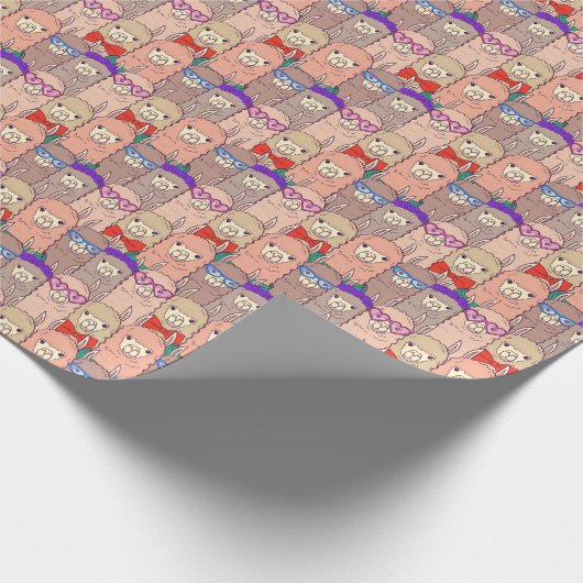 Modisches gekleidetes Lama-Muster Geschenkpapier (Ecke)