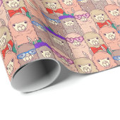Modisches gekleidetes Lama-Muster Geschenkpapier (Rolleneckpunkt)