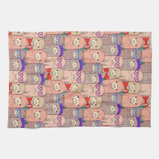 Modisches gekleidetes Lama-Muster Geschirrtuch (Horizontal)