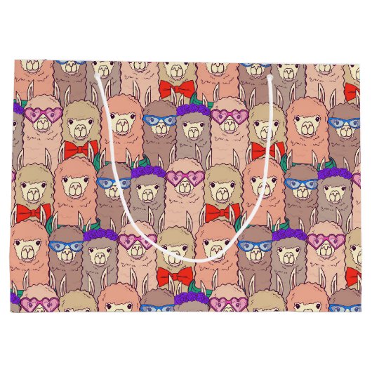 Modisches gekleidetes Lama-Muster Große Geschenktüte (Rückseite)