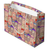 Modisches gekleidetes Lama-Muster Große Geschenktüte (Rückseite Schrägansicht)