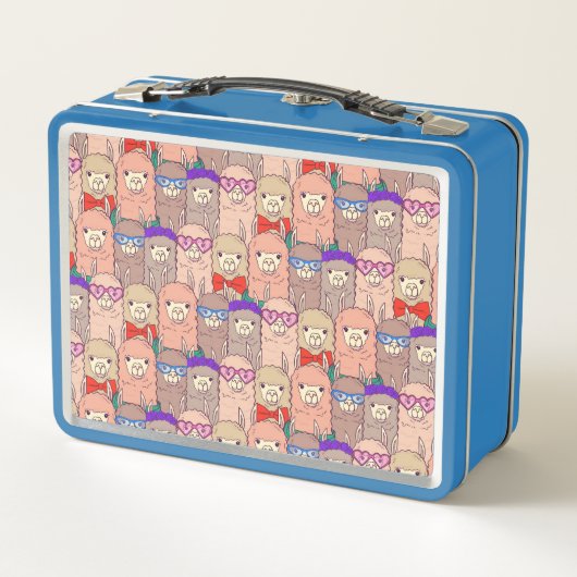 Modisches gekleidetes Lama-Muster Metall Brotdose (Rückseite)