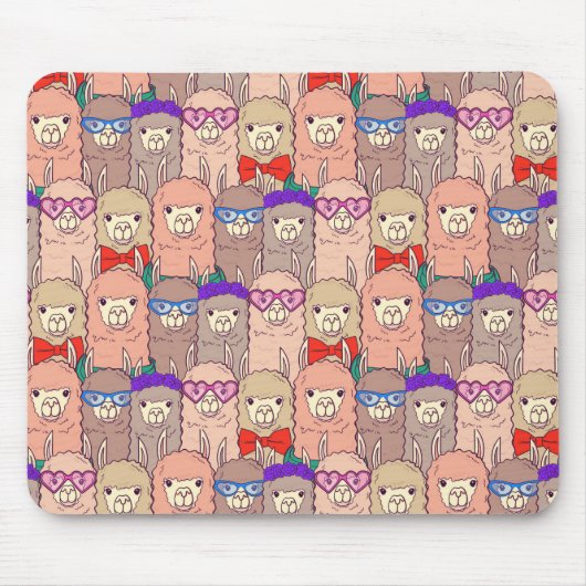 Modisches gekleidetes Lama-Muster Mousepad (Vorne)