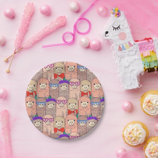 Modisches gekleidetes Lama-Muster Pappteller (Party)