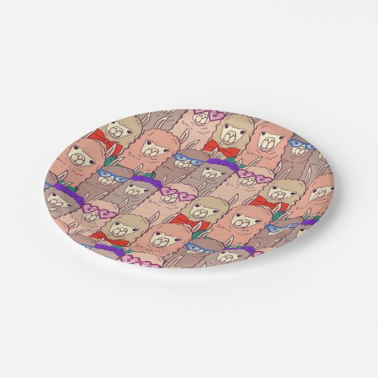 Modisches gekleidetes Lama-Muster Pappteller (Schrägansicht)