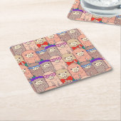 Modisches gekleidetes Lama-Muster Rechteckiger Pappuntersetzer (angewinkelt)