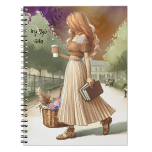 Modisches Ginger Hair Girl mit Booksboo Journal Notizblock