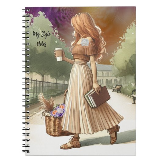 Modisches Ginger Hair Girl mit Booksboo Journal Notizblock (Vorderseite)