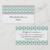 Modisches grünes aztekisches Muster Visitenkarte (Vorne/Hinten)