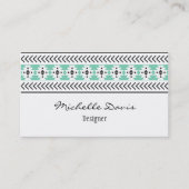 Modisches grünes aztekisches Muster Visitenkarte (Vorderseite)