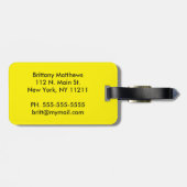 Modisches helles gelbes u. schwarzes Neonmonogramm Gepäckanhänger (Rückseite horizontal)