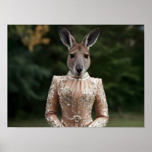 Modisches Kangaroo in Couture Outfit Poster