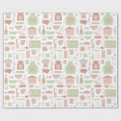 Modisches Küchen-Kochgerät-Muster Geschenkpapier (Flach)