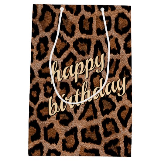 Modisches Leopard-große Katzen-herrliches Mittlere Geschenktüte (Rückseite)