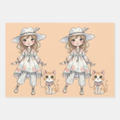 Modisches Mädchen, das mit ihrer Katze spazieren g Geschenkpapier Set (Vorderseite 2)