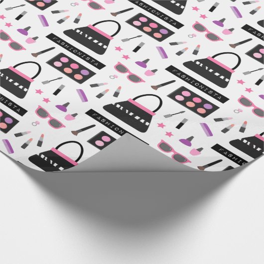 Modisches Mode-Make-upmuster-Mädchen-Packpapier Geschenkpapier (Ecke)