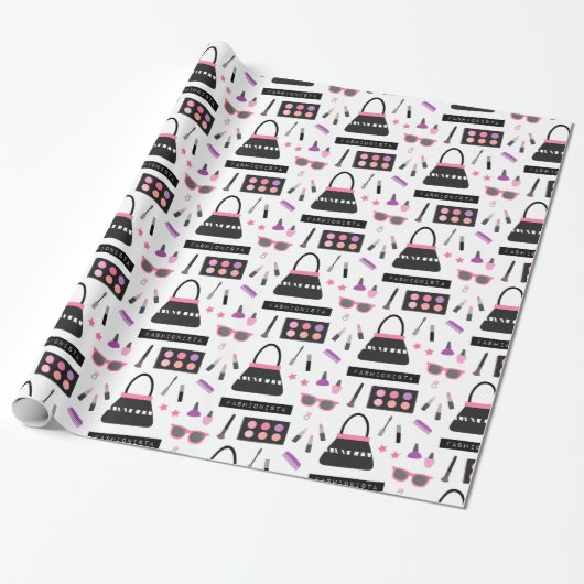 Modisches Mode-Make-upmuster-Mädchen-Packpapier Geschenkpapier (Ungerollt)