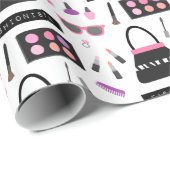 Modisches Mode-Make-upmuster-Mädchen-Packpapier Geschenkpapier (Rolleneckpunkt)