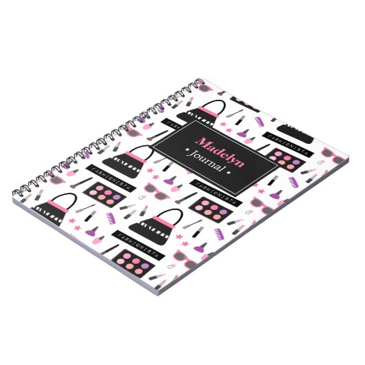 Modisches Modefashionista-Make-upmädchen-Notizbuch Notizblock (Linke Seite)