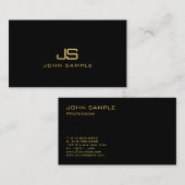 Modisches modernes Monogramm-elegantes schwarzes Visitenkarte (Vorne/Hinten)