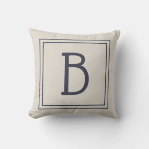 Modisches Monogramm Buchstabe Initial Neutral Beig Kissen