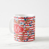 Modisches Monogramm des Strand-Muster-| Kaffeetasse (Vorderseite Links)