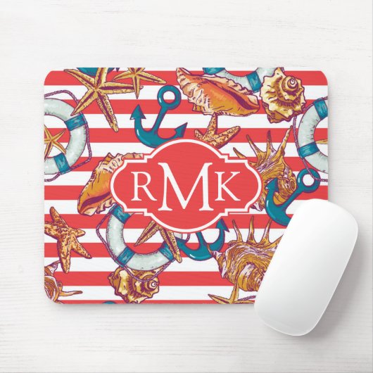 Modisches Monogramm des Strand-Muster-| Mousepad (Mit Mouse)