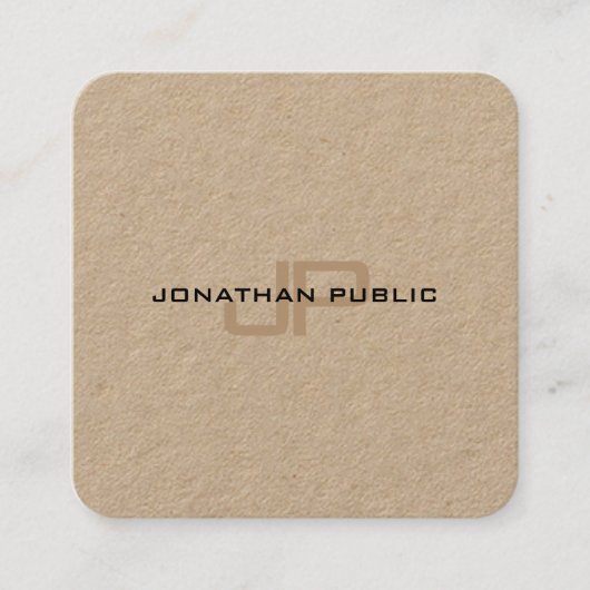 Modisches Monogramm-erstklassige wirkliche Quadratische Visitenkarte (Vorderseite)