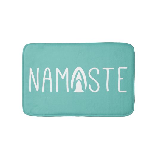 Modisches Namaste Yoga-Grün und Weiß Badematte (Vorderseite)