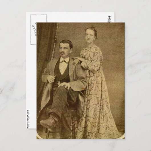 Modisches neu verheiratetes Paar um 1870 Postkarte (Vorne/Hinten)