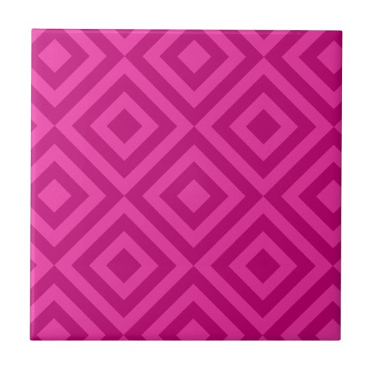 Modisches Pink-Diamant-Muster Fliese (Vorderseite)