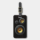 Modisches Retro Holzkörner Lautsprecher Trio Gepäckanhänger (Vorderseite vertikal)