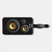 Modisches Retro Holzkörner Lautsprecher Trio Gepäckanhänger (Rückseite horizontal)