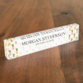 Modisches rosa gelbes tropisches Ananas-Muster Namensplakette (Seite)