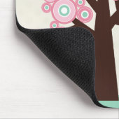 Modisches rosa Grün kreist Baumvogel mousepad ein (Ecke)