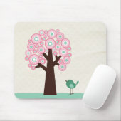 Modisches rosa Grün kreist Baumvogel mousepad ein (Mit Mouse)