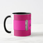 Modisches rosa Leopard-und Scharnier-Monogramm Tasse (Links)