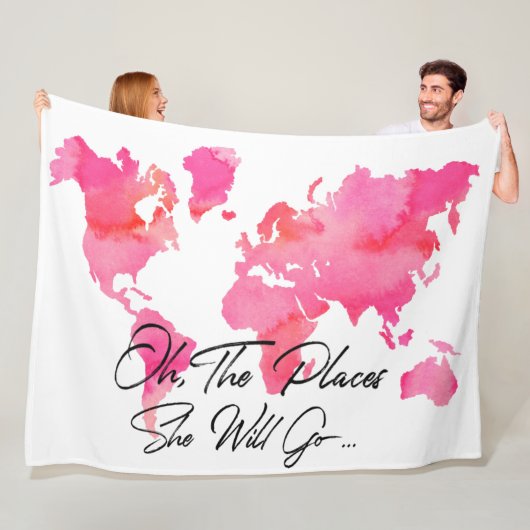 Modisches Rosa oh die Plätze geht sie Zitat-Reise Fleecedecke (Beispiel)