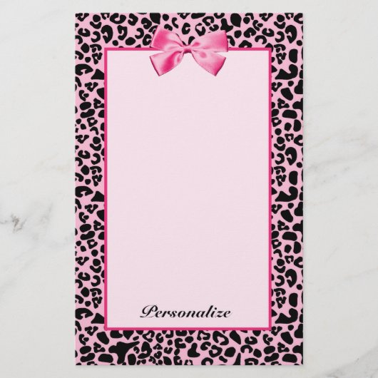 Modisches rosa und schwarzes Leopard-Pink-Band Briefpapier (Vorderseite)