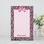 Modisches rosa und schwarzes Leopard-Pink-Band Briefpapier (Stehend Vorderseite)
