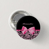 Modisches rosa und schwarzes Leopard-Pink-Band Button (Vorne & Hinten)